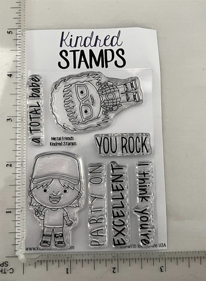 Kindred Stamps METAL FRIENDS Wayne's World Garth Clear Rubber Stamps Set