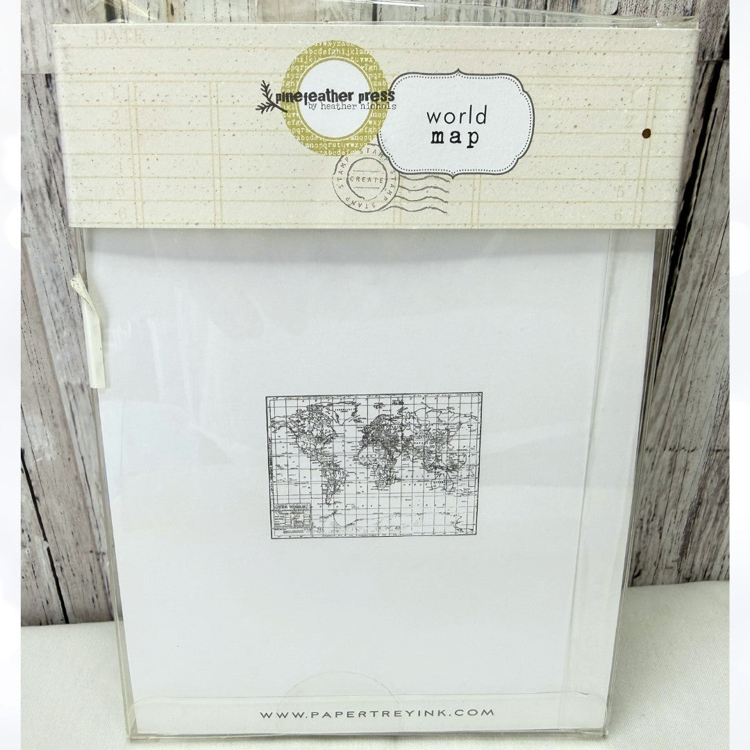 Papertrey Ink WORLD MAP Travel Journey Rubber Stamp
