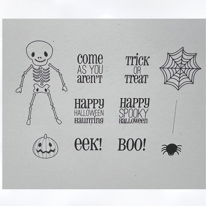 Papertrey Ink MR BONES Halloween Skeleton Rubber Stamps Dies Rare