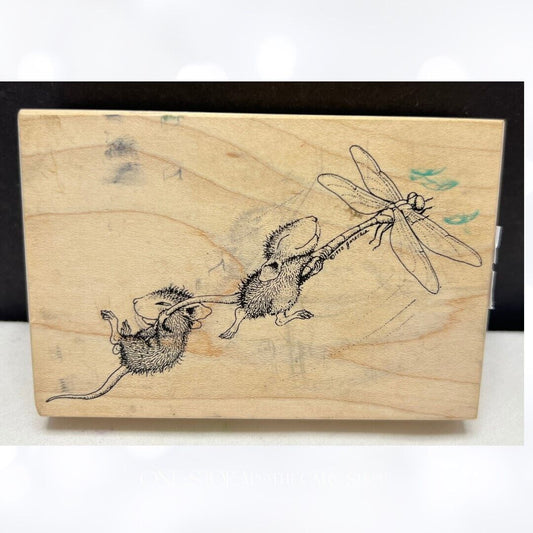 House Mouse DRAGONFLY-ING Dragonflies Mice Rubber Stamp