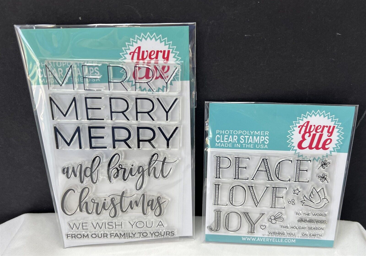 Avery Elle SENDING PEACE Merry Christmas Greetings Sentiments Joy Rubber Stamps