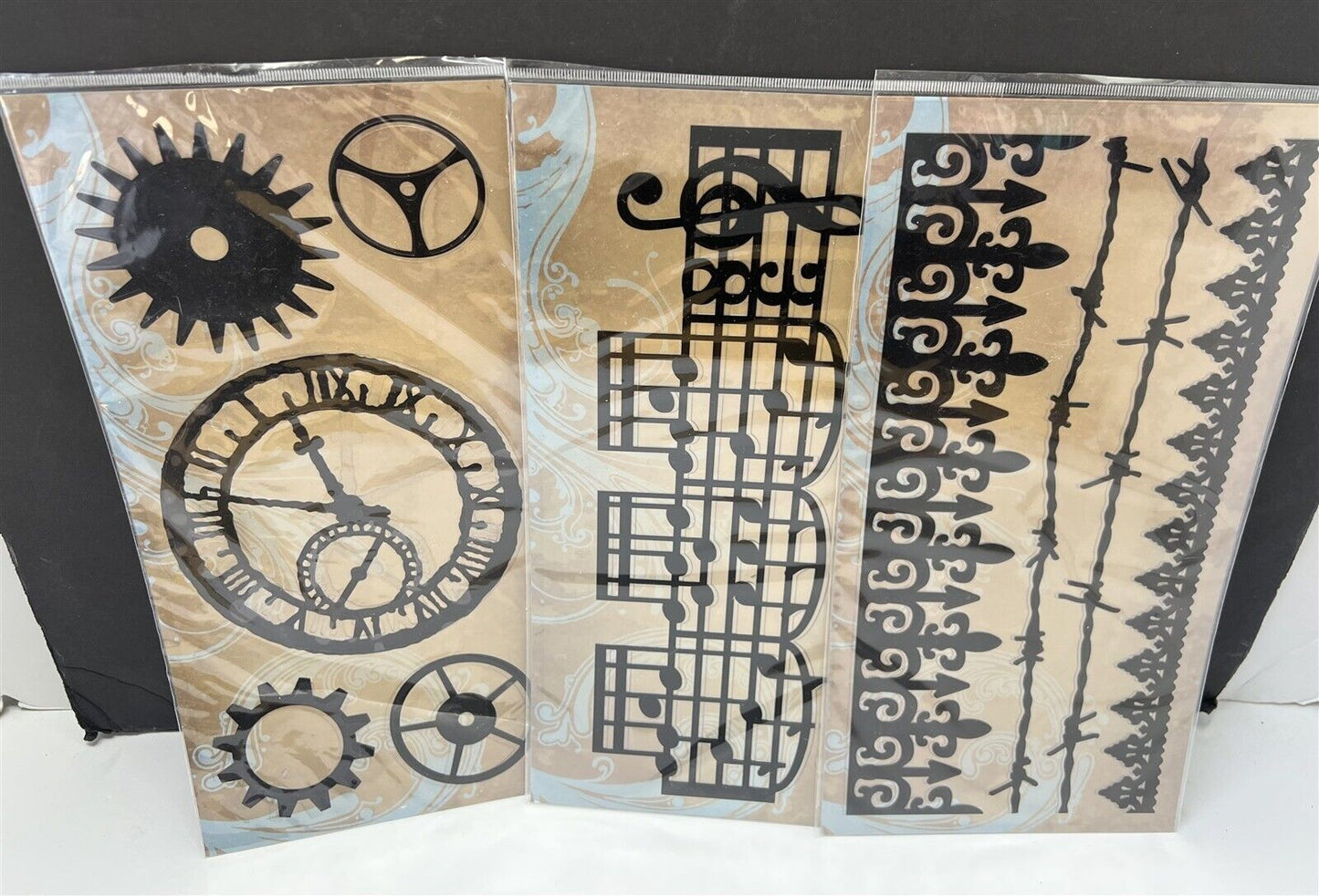 Tim Holtz Idea-ology MASKS Stencils Clocks Gears Gate Music Lot of 3