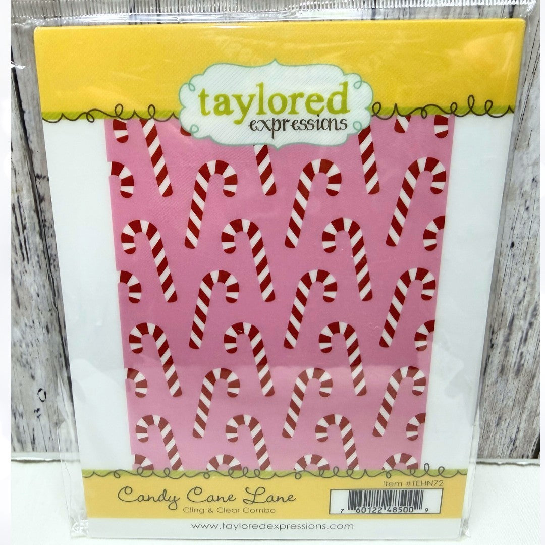 Taylored Expressions CANDY CANE LANE Christmas Background Rubber Stamps