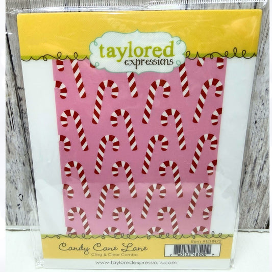 Taylored Expressions CANDY CANE LANE Christmas Background Rubber Stamps