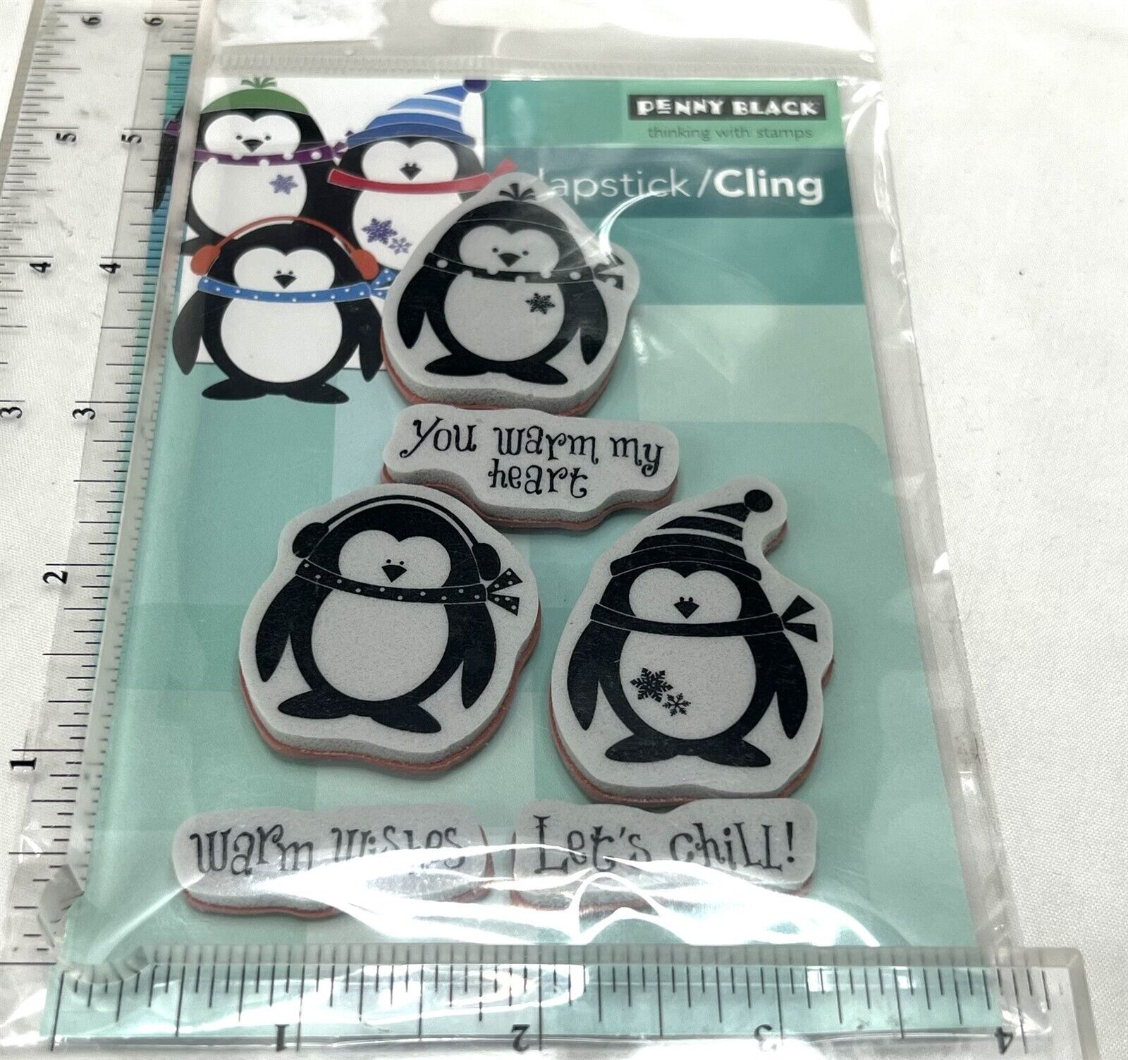 Penny Black HOLIDAY HUGS Let's Chill Santa Penguins Christmas Rubber Stamps Lot