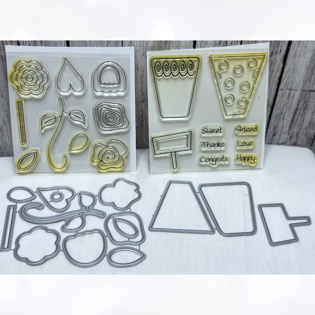 Paper Sweeties GARDEN TIME Pretty Posies Flowers Rubber Stamps Dies