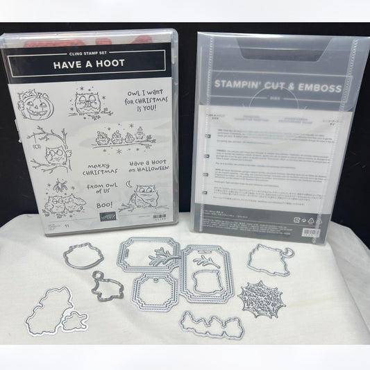 Stampin Up HAVE A HOOT Peek-a-Hoot Owls Halloween Rubber Stamps Dies