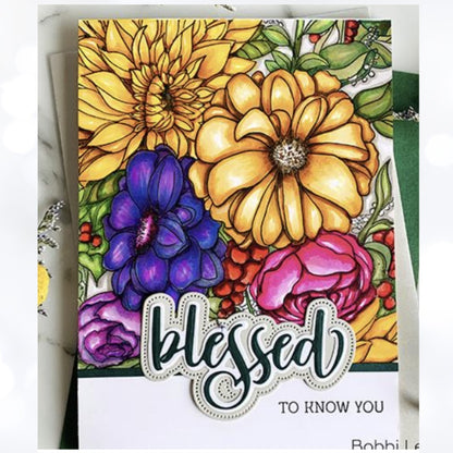 Honey Bee Stamps HARVEST BLOOMS 6x6 Flowers Fall Background Rubber Stamp