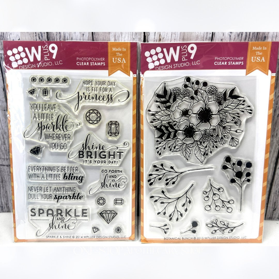 Wplus9 W Plus 9 SPARKLE & SHINE Botanical Bunch Flowers Rubber Stamps