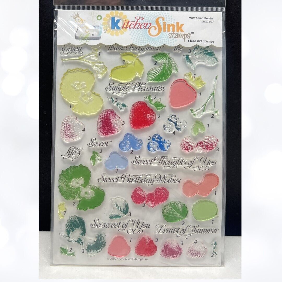 Kitchen Sink BERRIES Strawberry Fruit Layering 6x8 Rubber Stamps