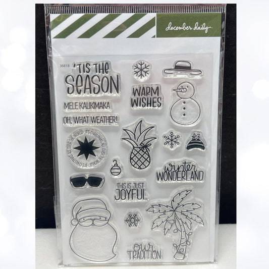 December Daily TROPICAL CHRISTMAS Santa Snowman Planner Journal Rubber Stamps