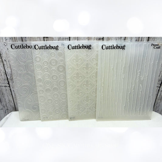 Cuttlebug WOOD DOTS Textures Embossing Folders Lot of 4