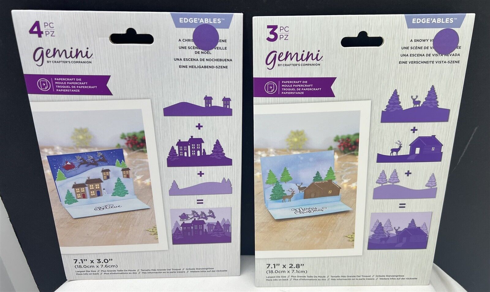 Gemini A SNOWY VILLAGE Christmas Scene Holiday Edgeables Dies Lot of 2