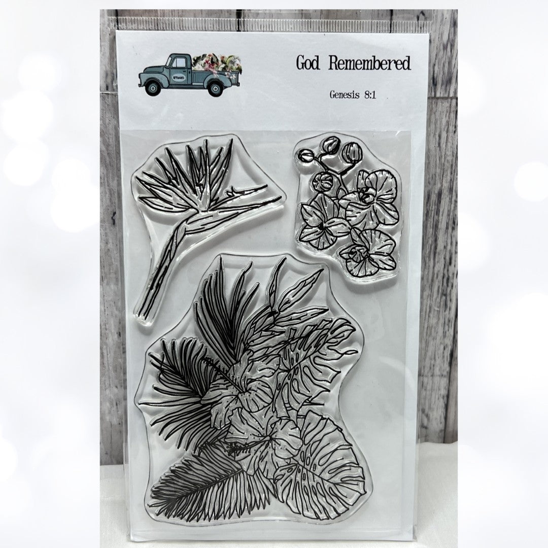 By the Well 4 GOD REMEMBERED Hibiscus Tropical Flowers Rubber Stamps
