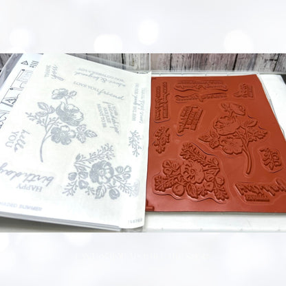 Stampin Up SHADED SUMMER Shadows Floral Flowers Rubber Stamps Dies