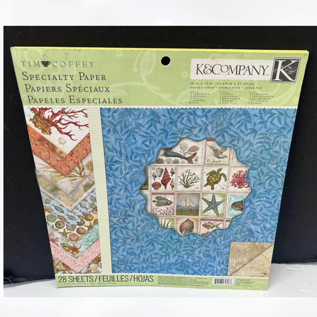 K & Company TRAVEL Beach Ocean Sea Fish 12x12 Cardstock Paper Pack