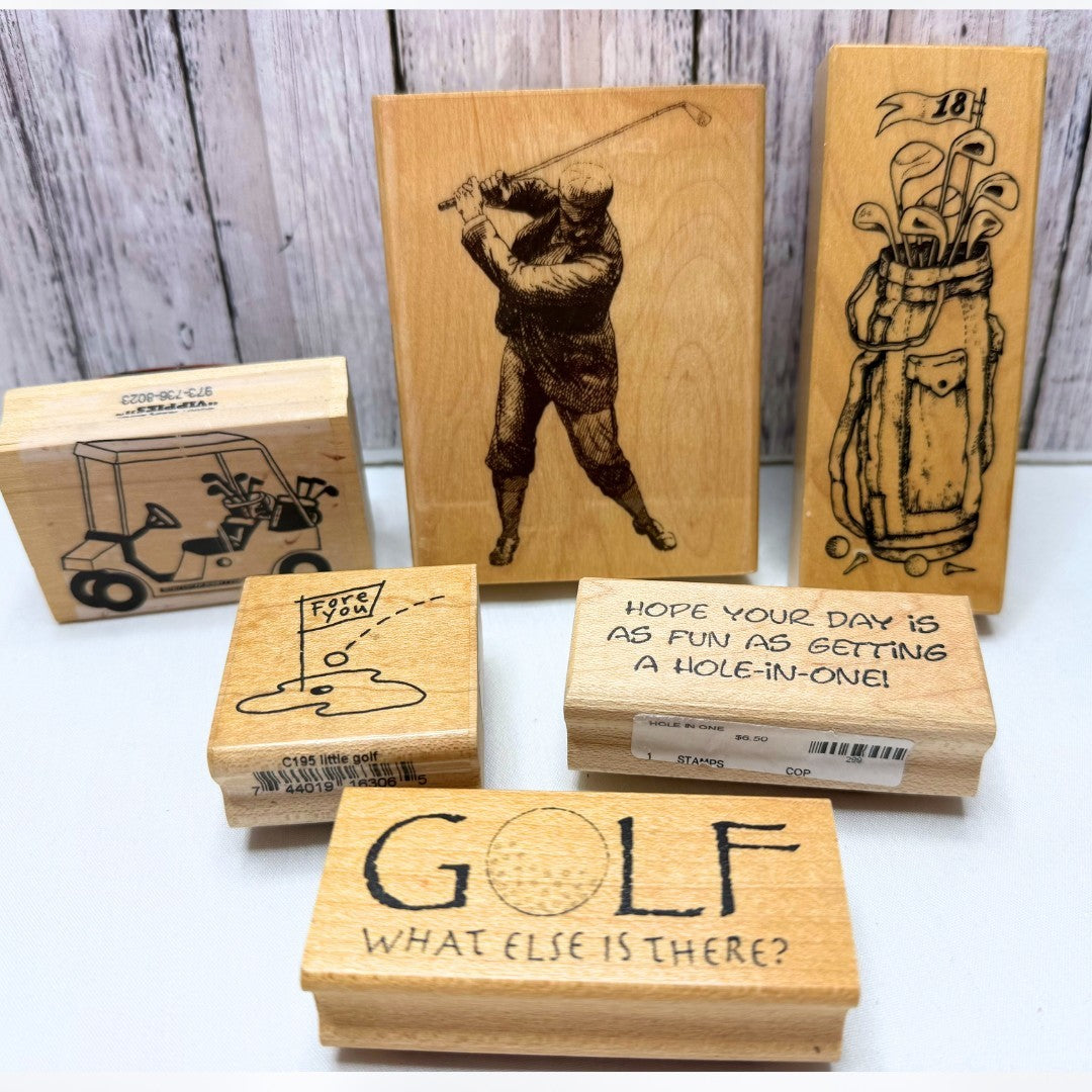 GOLF Golfer Golfing Cart Funny Sayings Rubber Stamps Lot of 6