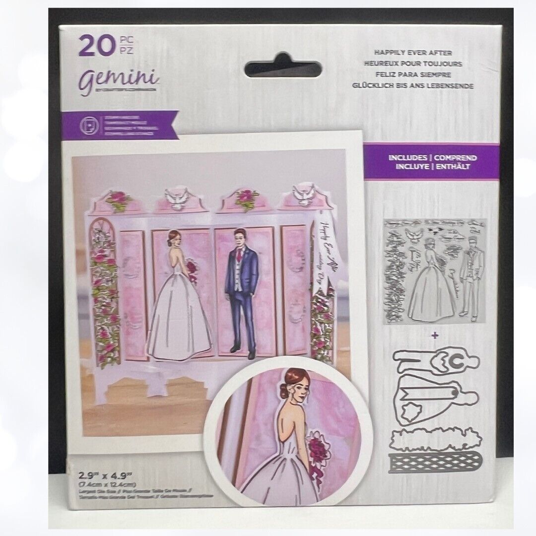 Crafters Companion HAPPILY EVER AFTER Wedding Bride Groom Rubber Stamps Dies