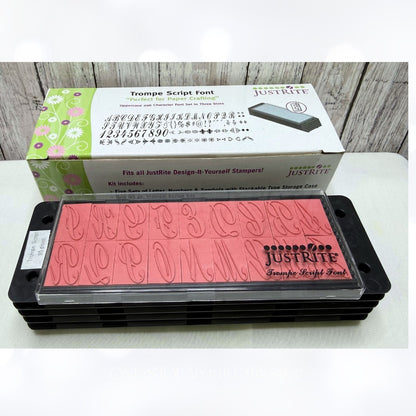 Justrite Just Rite TROMPE SCRIPT FONT Alphabet Numbers Letters Rubber Stamps