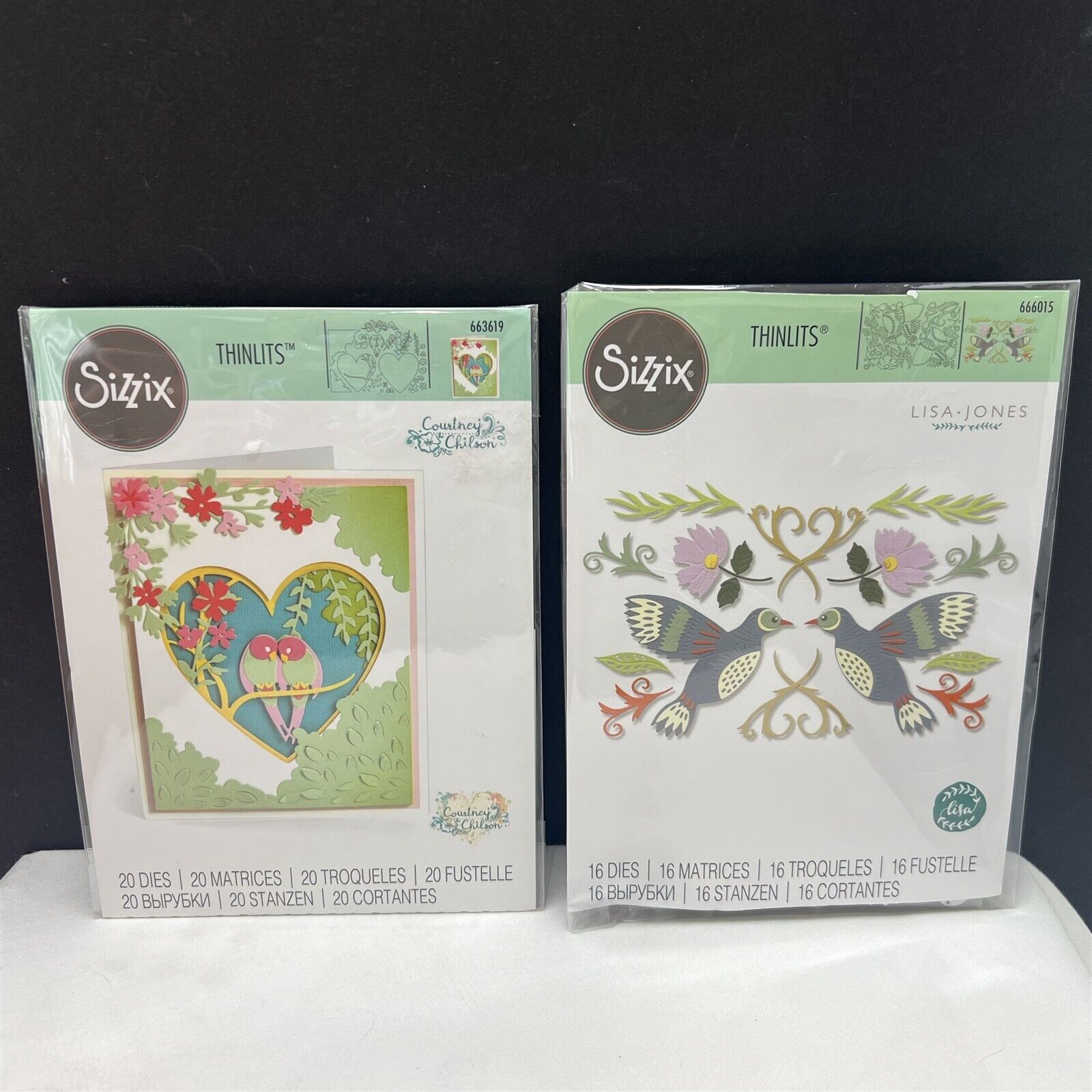 Sizzix LOVE BIRDS Shadow Box Birds & Blossoms Thinlits Dies Lot of 2