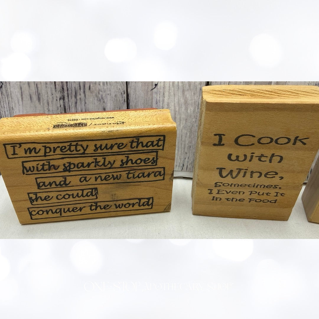 Funny Cooking Beach Humor Wood Rubber Stamps Lot of 7