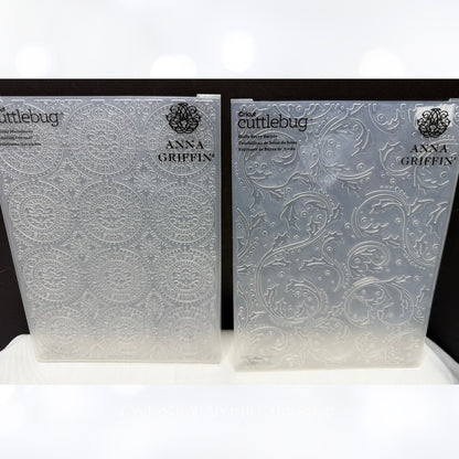 Anna Griffin CHRISTMAS Holly Noel Medallions 5x7 Embossing Folders Lot of 3
