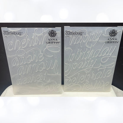 Anna Griffin MOTHER & FATHER Birthday Love 5x7 Embossing Folders