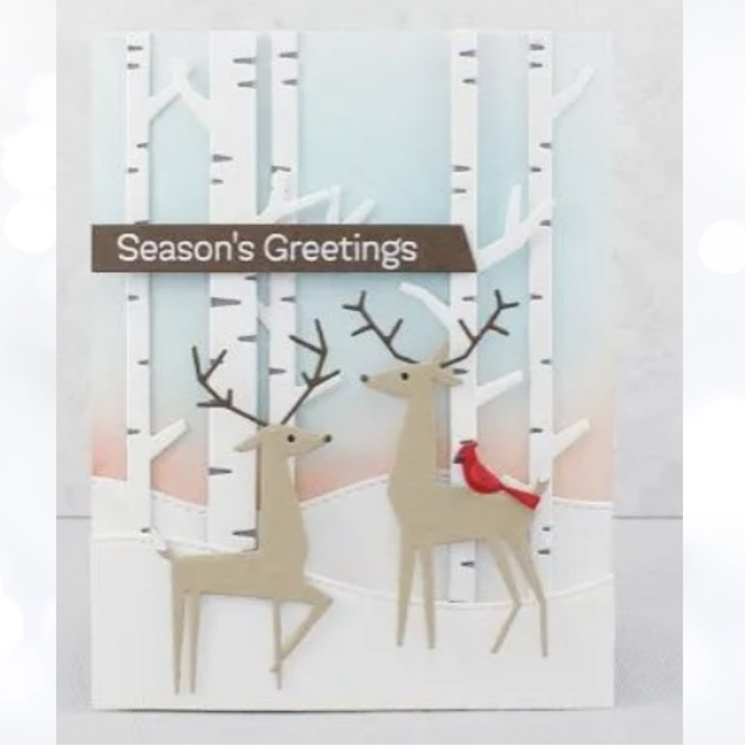 My Favorite Things TREE-O Snowfall Delightful Deer Christmas Rubber Stamps Dies