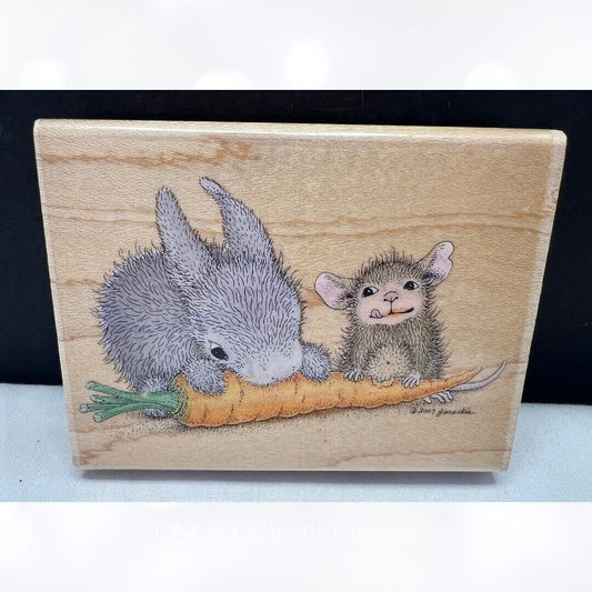 House Mouse A CARROT BETWEEN FRIENDS Bunny Hoppers Easter Rubber Stamp