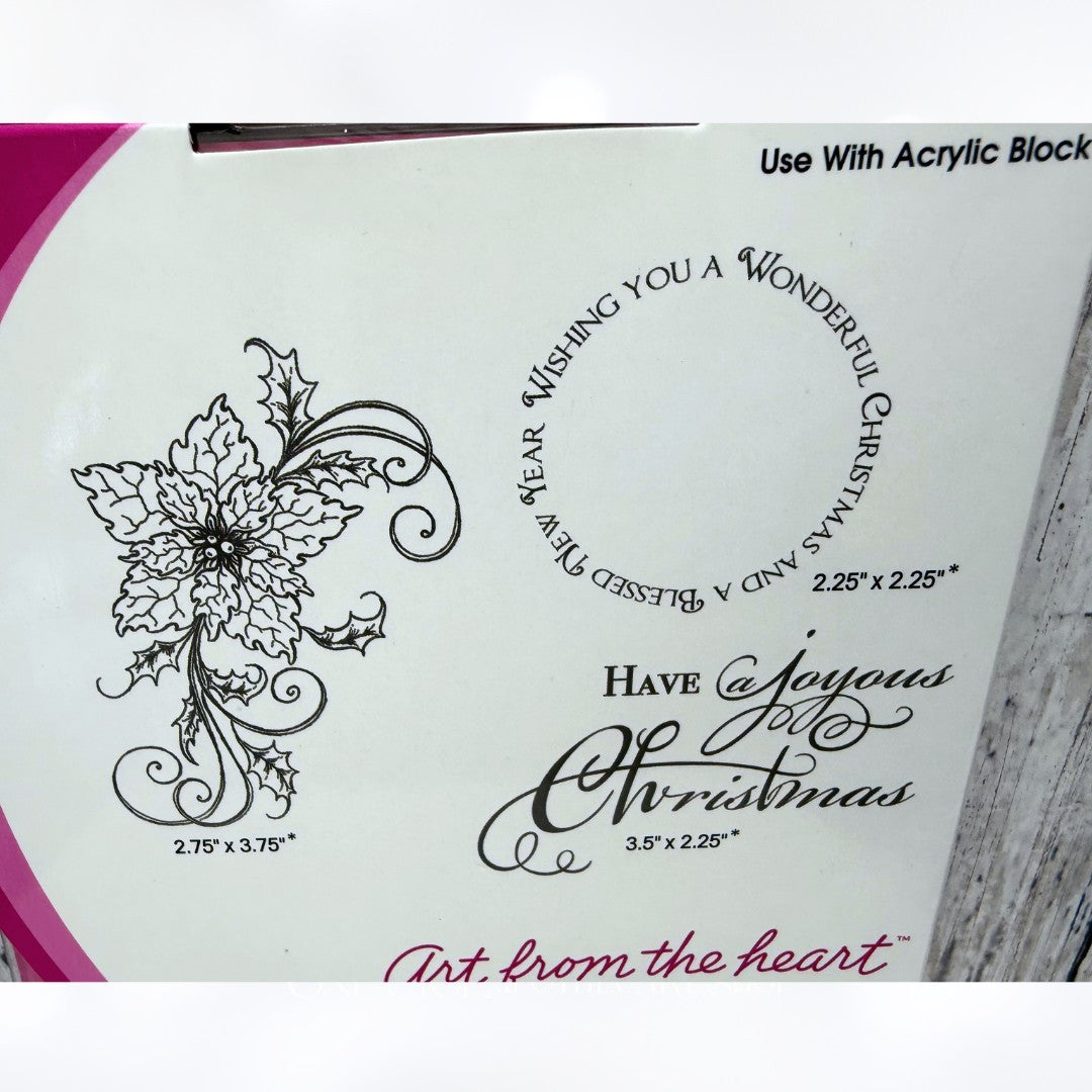 Heartfelt Creations SPARKLING POINSETTIA SWIRL Christmas Rubber Stamps 