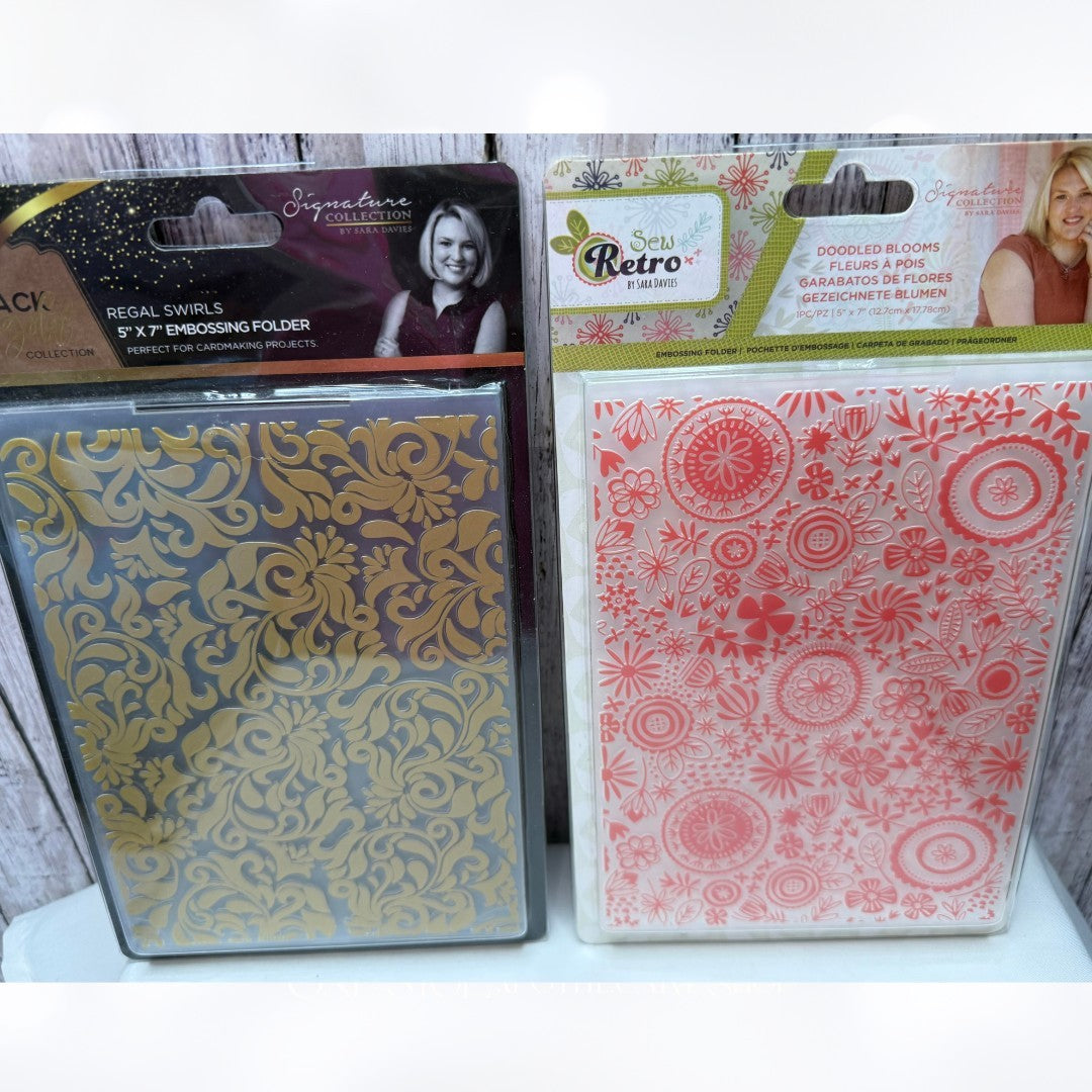 Crafters Companion Gemini Fans Swirls Blooms Embossing Folders 5x7 Lot of 5
