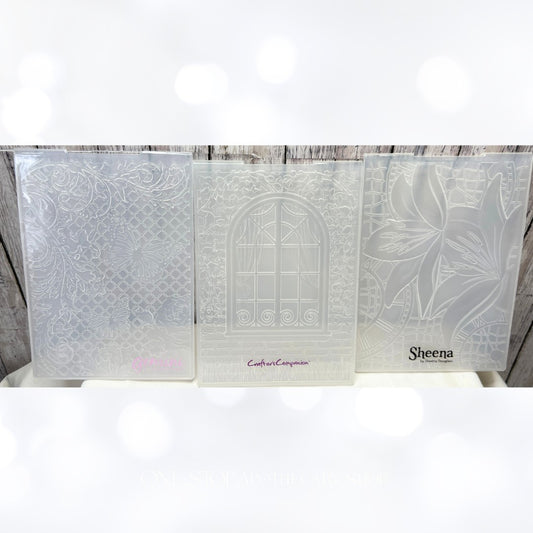 Gemini Sheena Window Butterfly Lily Flowers 3D Embossing Folders Set of 3