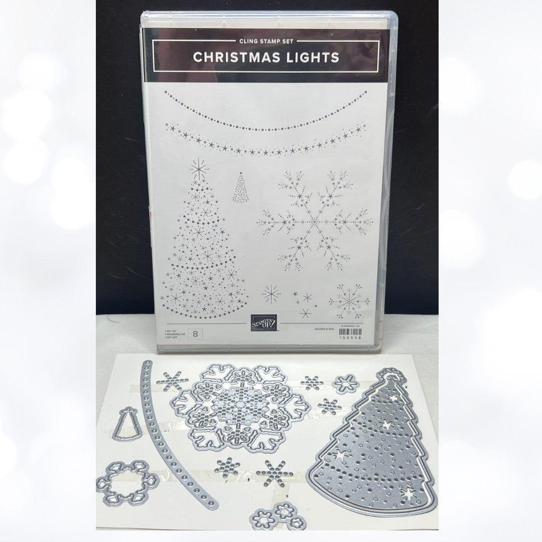 Stampin Up CHRISTMAS LIGHTS Tree Holiday Rubber Stamps Dies