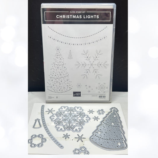 Stampin Up CHRISTMAS LIGHTS Tree Holiday Rubber Stamps Dies