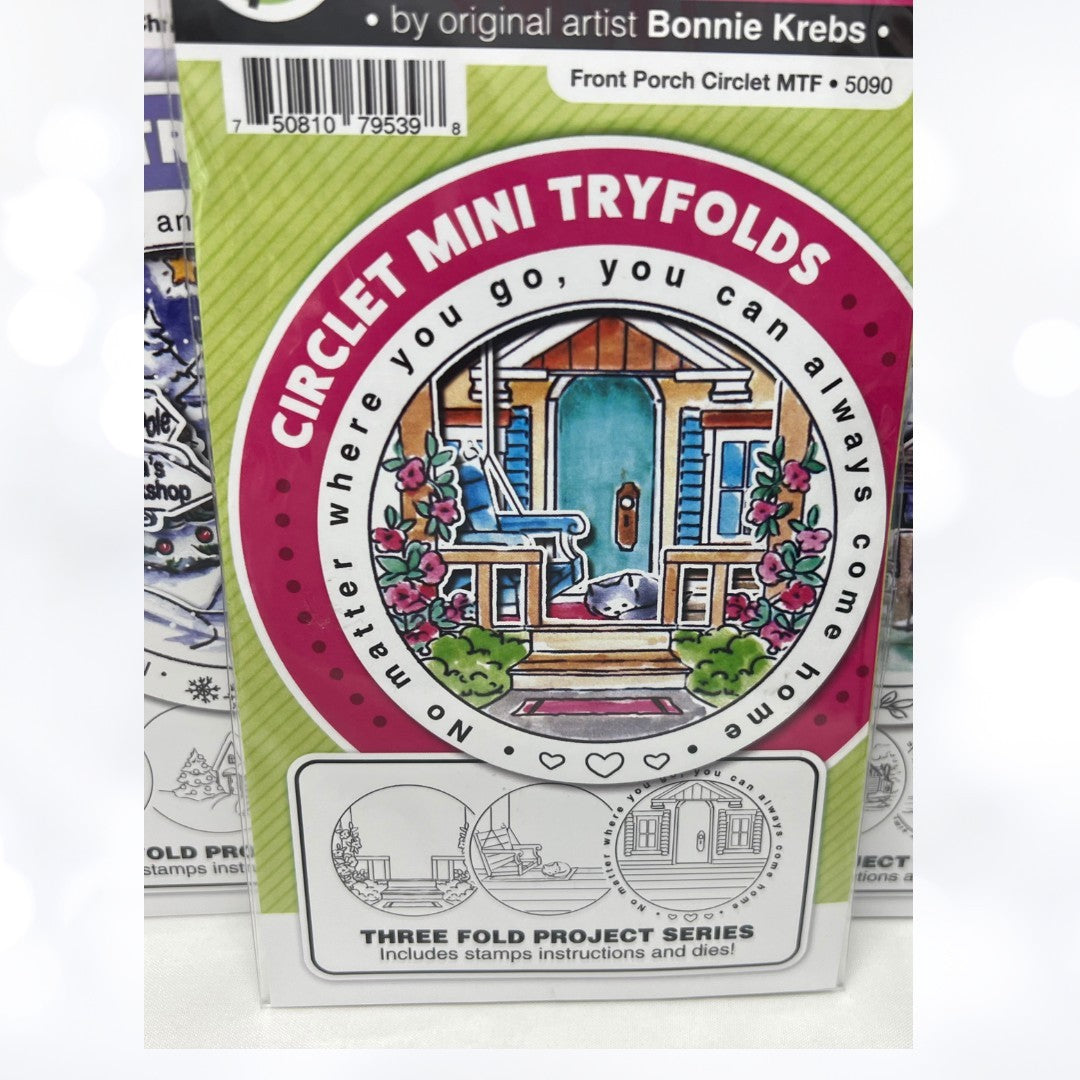 Art Impressions CIRCLET MINI TRYFOLDS Cabin Christmas Front Porch Rubber Stamps
