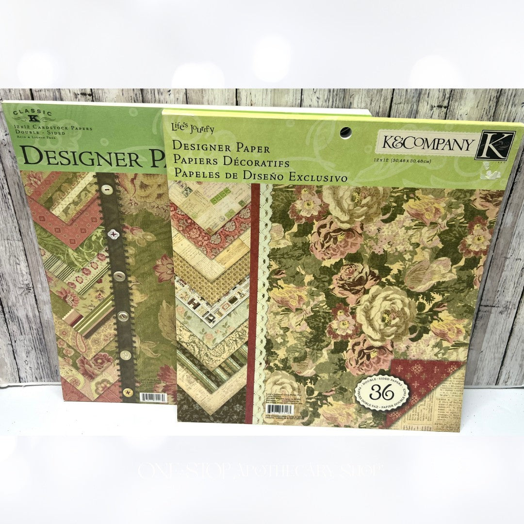 K & Company MCKENNA Life's Journey 12x12 Scrapbook Cardstock Paper Lot of 2