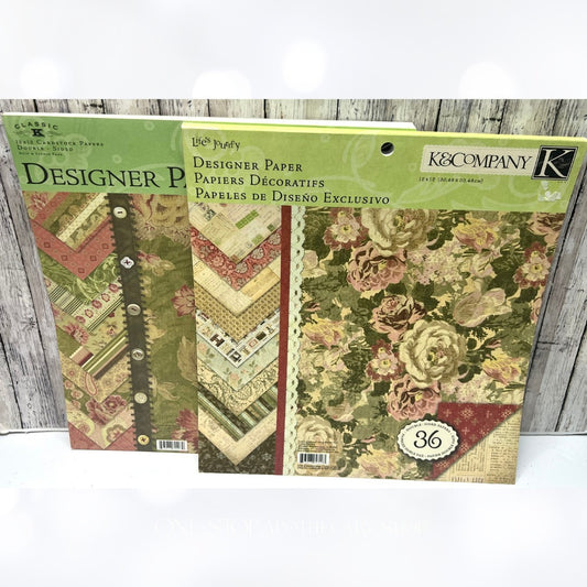 K & Company MCKENNA Life's Journey 12x12 Scrapbook Cardstock Paper Lot of 2