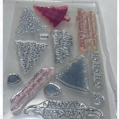 Stampin Up PERFECTLY PLAID Christmas Tree Rubber Stamps Punch