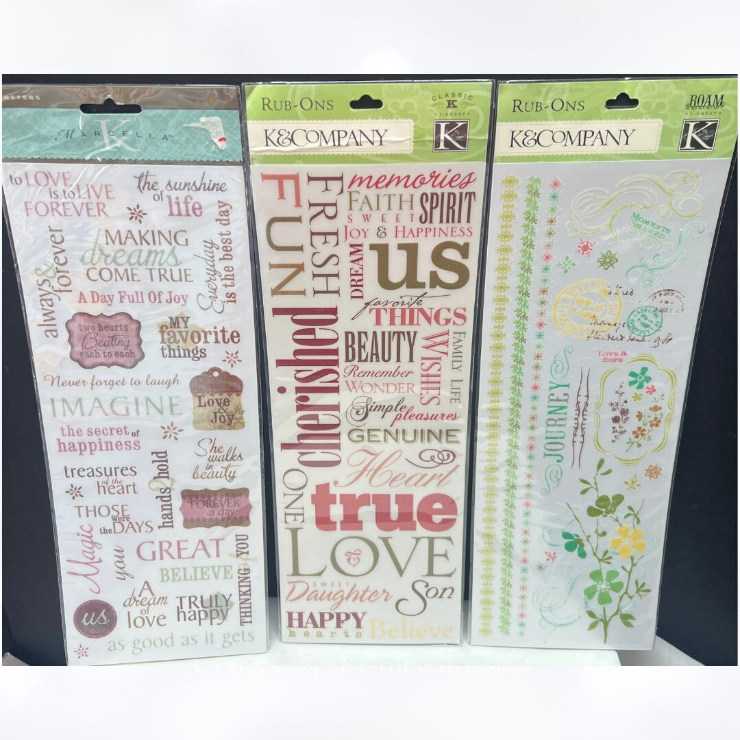 K & Company RUB-ONS Embellishments Flowers Borders 12 Inch Lot of 8