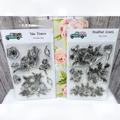 By the Well 4 God STEADFAST GROWTH Flowers Floral Bible Journaling Rubber Stamps