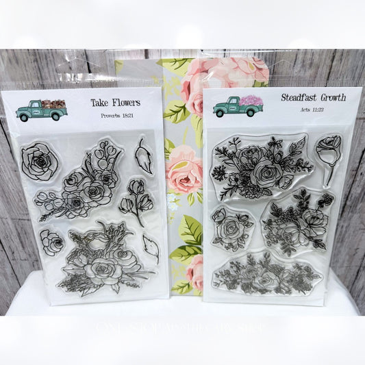 By the Well 4 God STEADFAST GROWTH Flowers Floral Bible Journaling Rubber Stamps