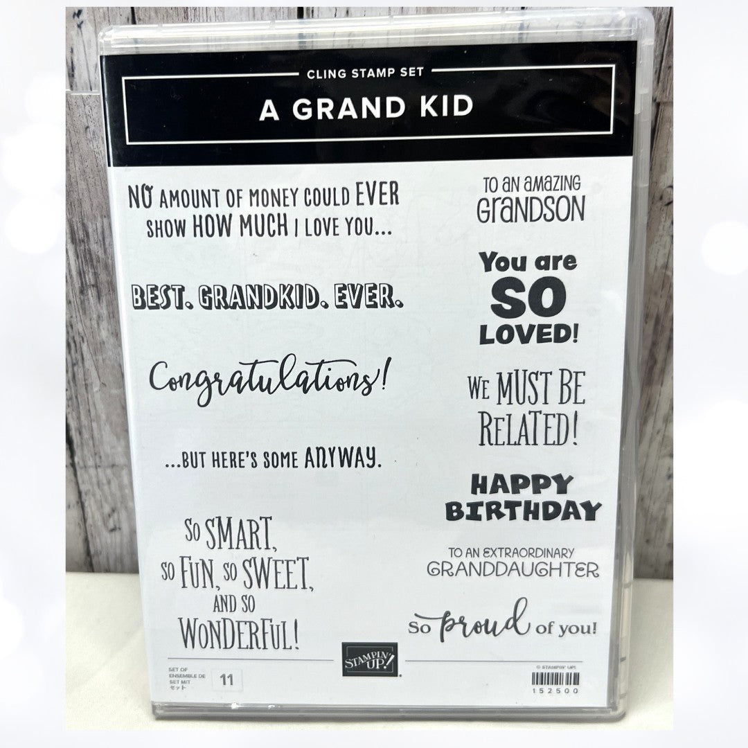 Stampin Up A GRAND KID Grandson Grandaughter Family Rubber Stamps