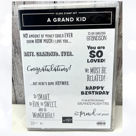 Stampin Up A GRAND KID Grandson Grandaughter Family Rubber Stamps