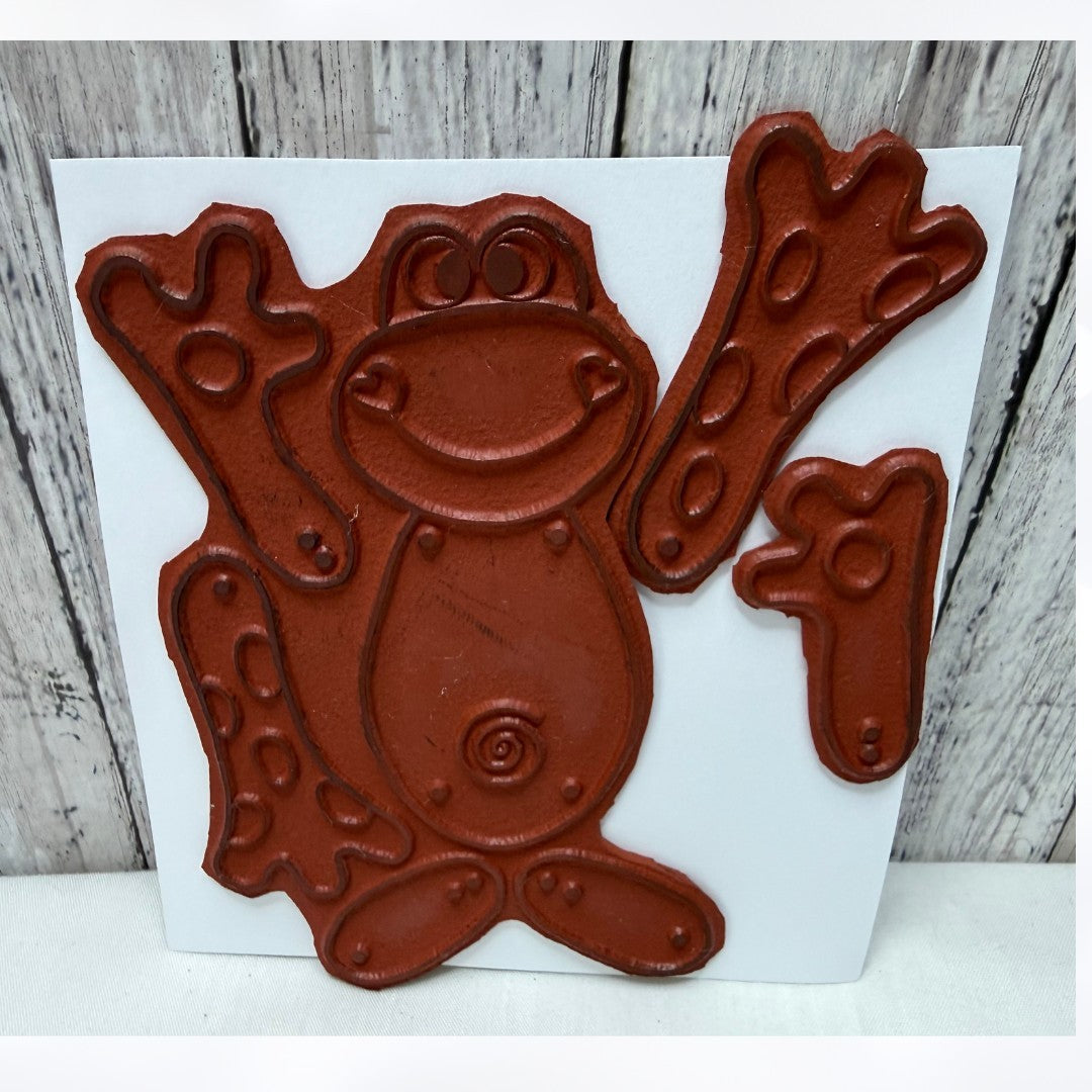 Make An Impression FROG PUPPET Interactive Unmounted Red Rubber Stamps