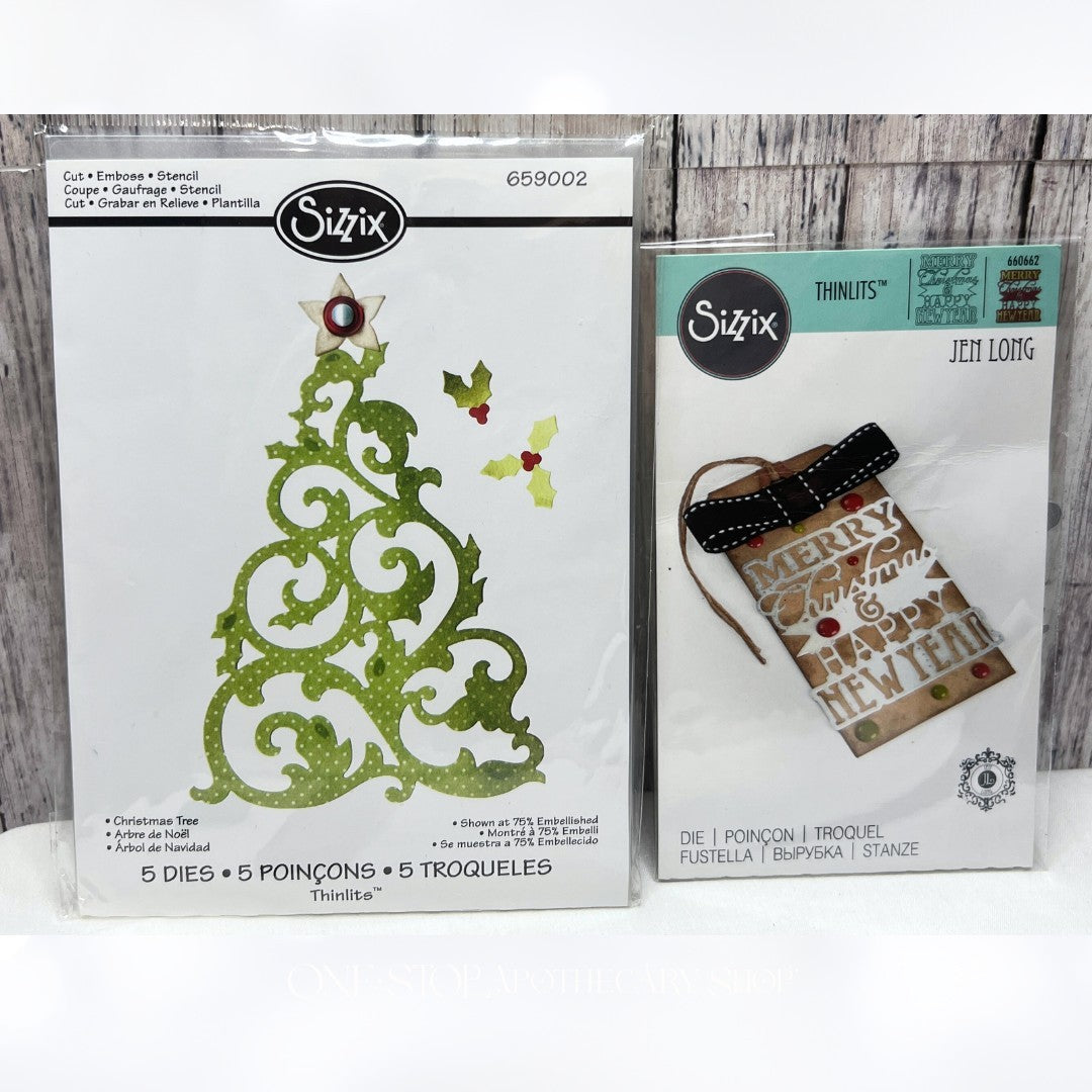 Sizzix CHRISTMAS TREE Phase Greetings Holiday Thinlits Dies