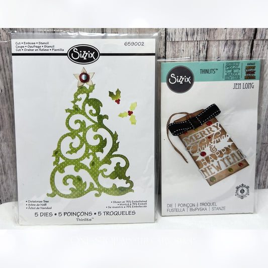 Sizzix CHRISTMAS TREE Phase Greetings Holiday Thinlits Dies