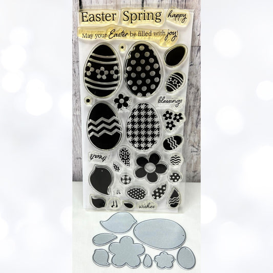 My Favorite Things EMBELLISHED EGGS Easter Chicks Rubber Stamps Dies Rare