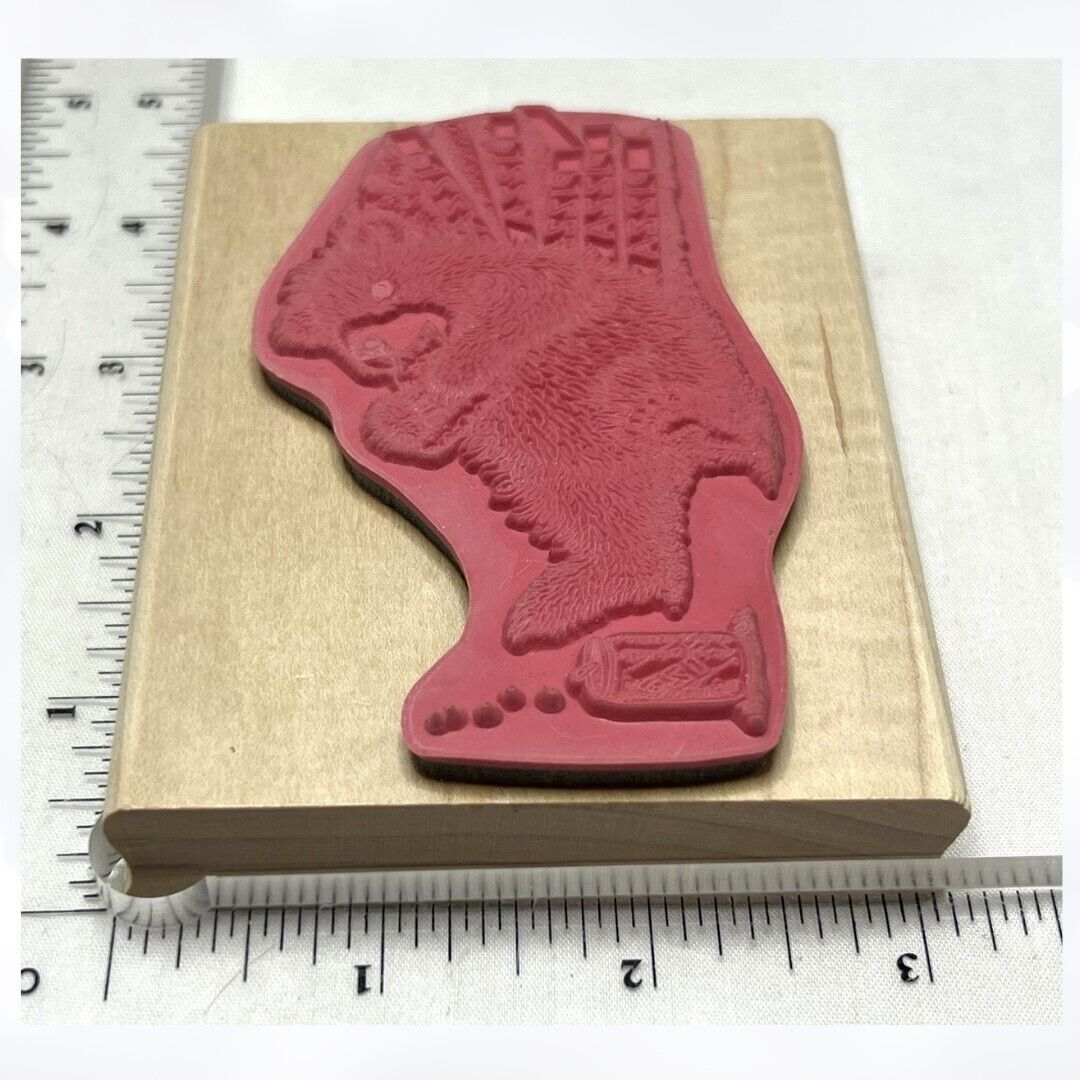 House Mouse BEAR OF AN APPETITE Gruffies Pizza Rubber Stamp Rare