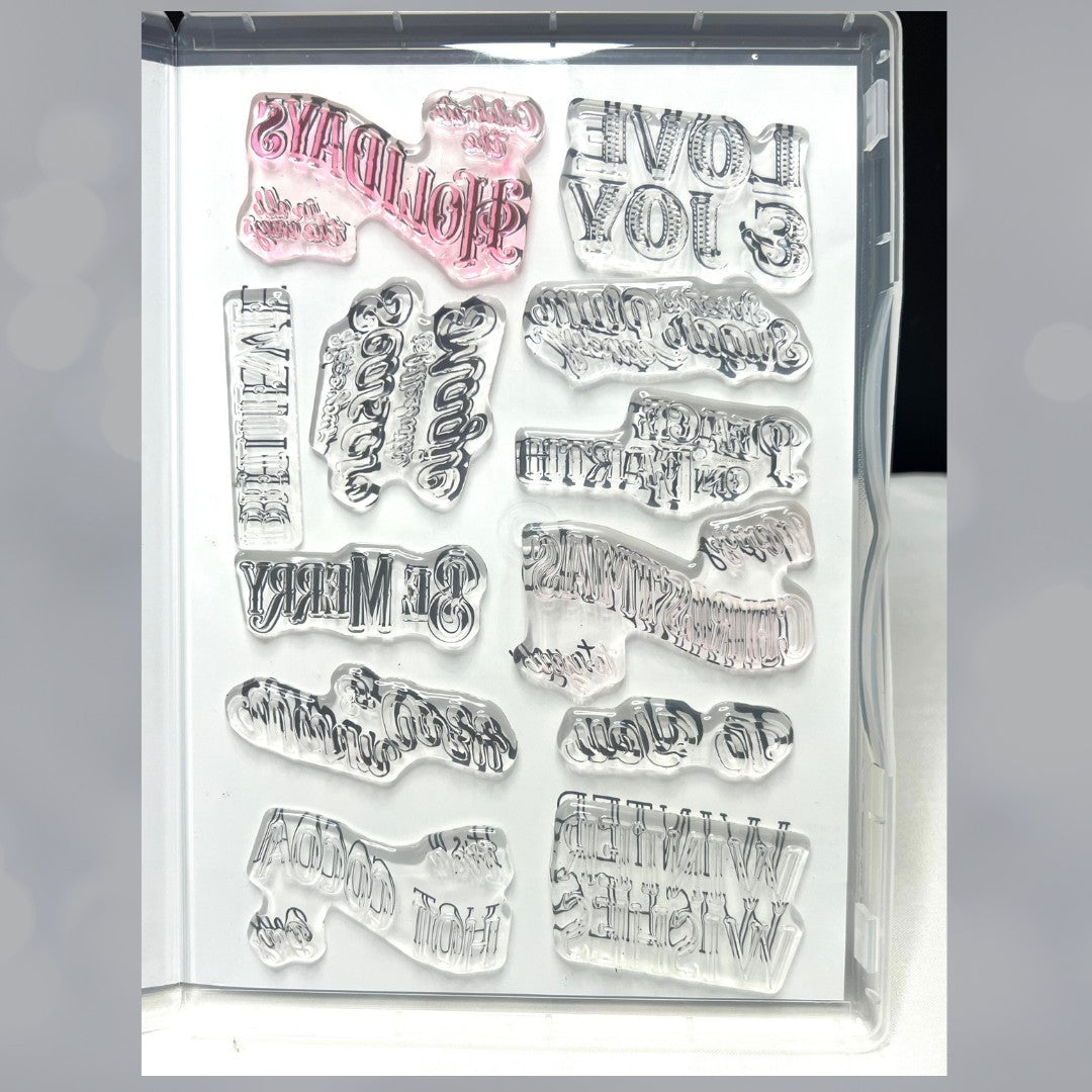 Stampin Up CHRISTMAS LABELS Greetings Sentiments Holiday Rubber Stamps Dies