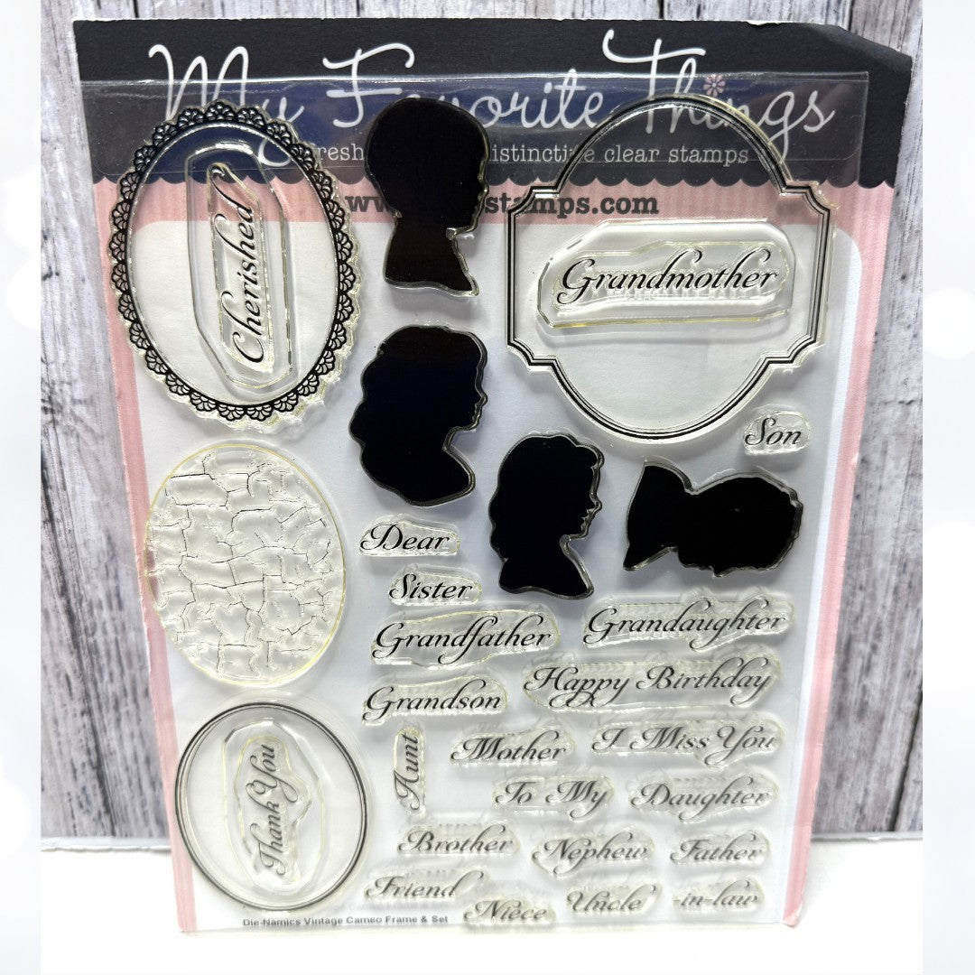 My Favorite Things VINTAGE CAMEO FRAME Family 6x8 Rubber Stamps